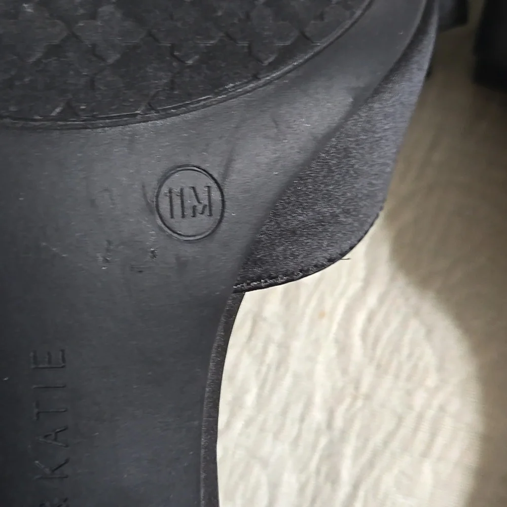 Kelly & Katie Black Satin Heels with Glittering Bow Size 11M - Picture 7 of 10